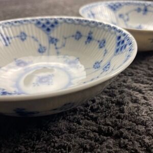 Royal Copenhagen Blue Fluted Full Lace 6" Small Bowls Set of 2 Denmark Vintage